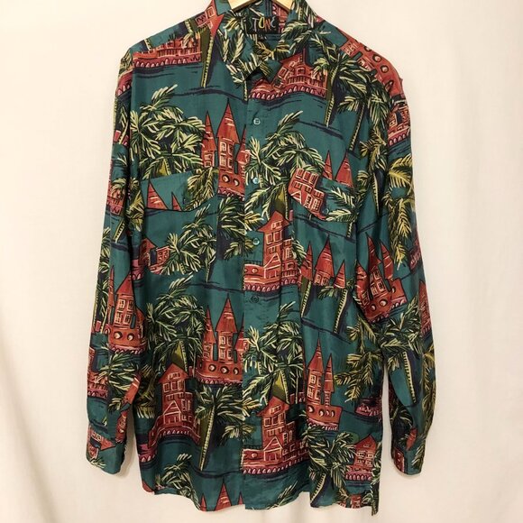 Men's Festive Long Sleeve Silk Shirt - Picture 1 of 8